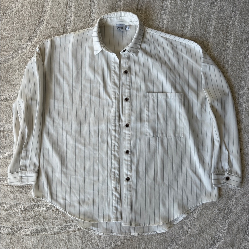 Princess Polly Oversized White Striped Button-Up Shirt